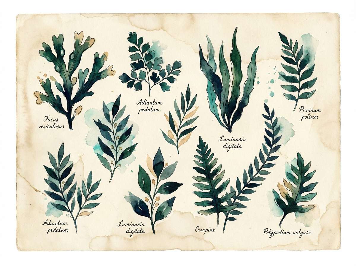 watercolor botanical leaf sheet