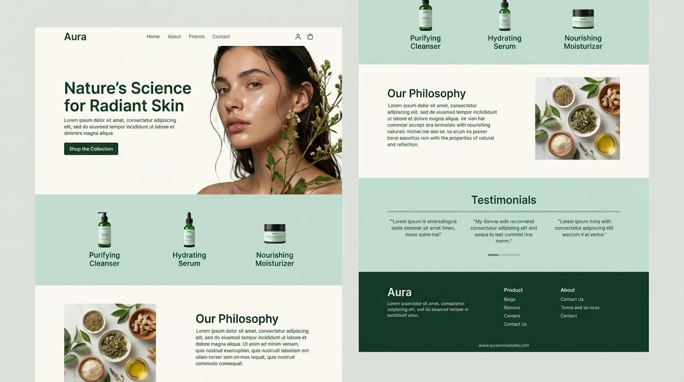 minimal skincare landing ui