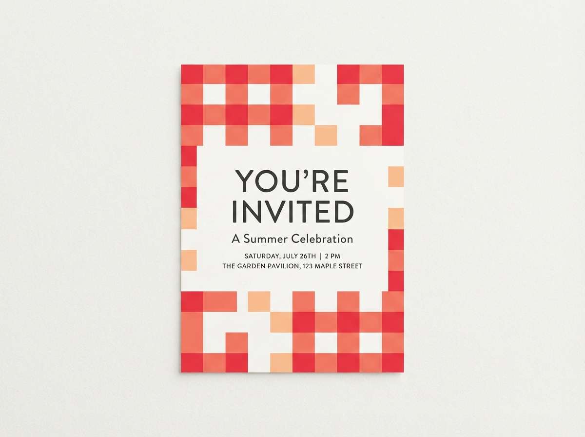 gingham summer invitation layout