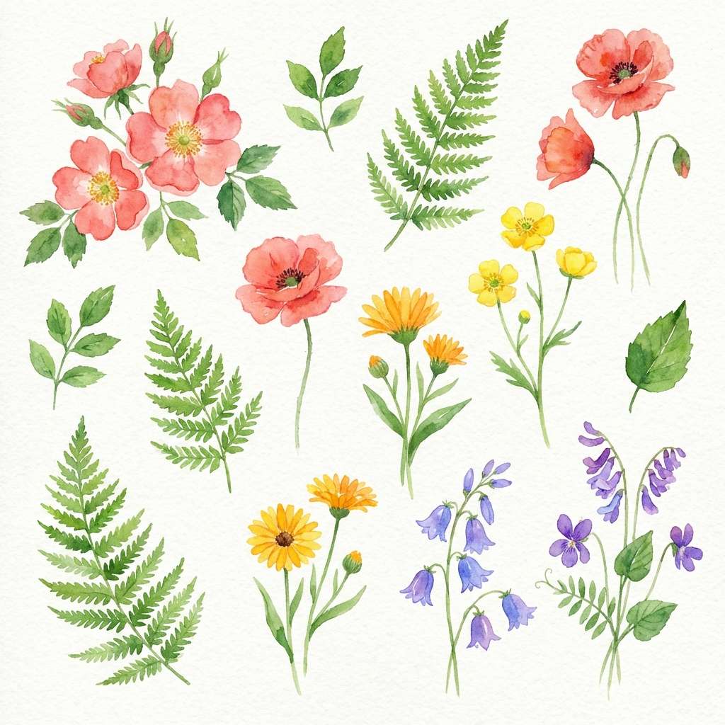 wildflower watercolor illustration
