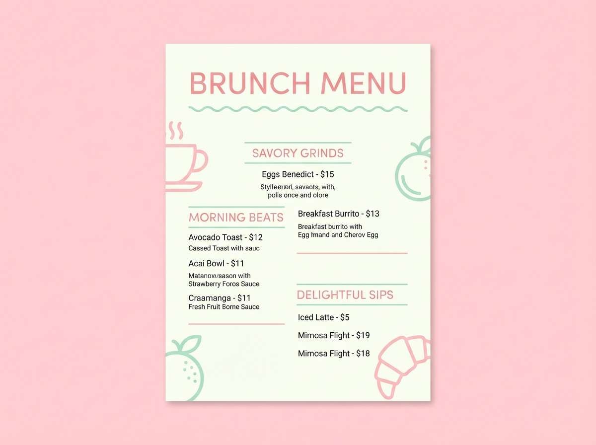 airy brunch menu flyer