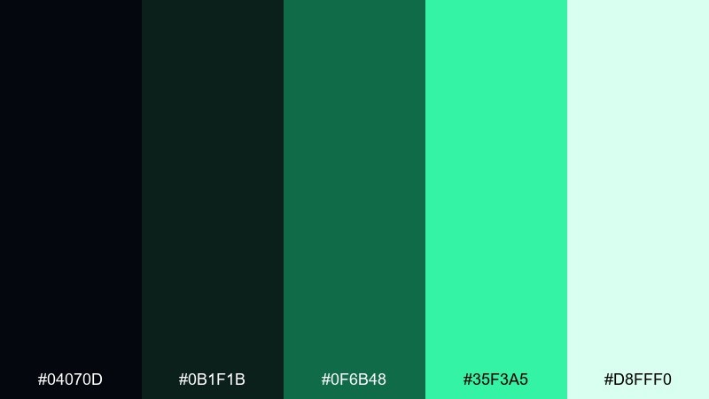 pine and plasma aurora borealis color palette with hex codes