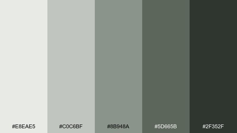 pine ash tundra color palette with hex codes