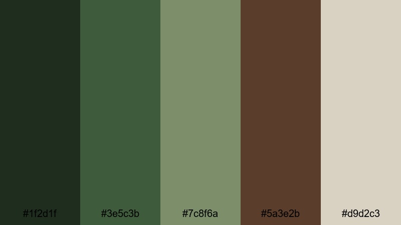 pine bark contrast color palette with hex codes