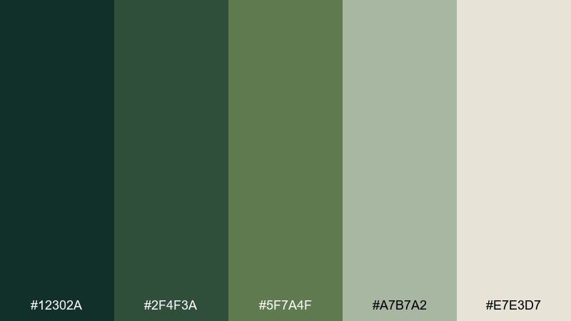 pine needle nature color palette with hex codes