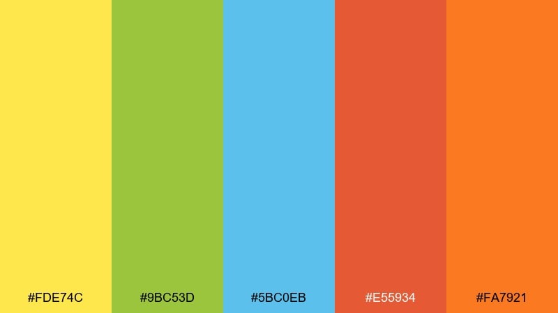 pineapple punch happy color palette with hex codes