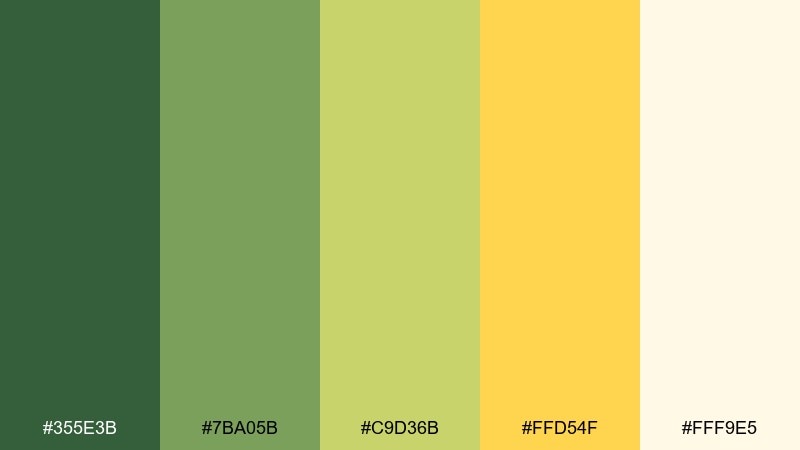 pineapple sage green yellow color combination with hex codes