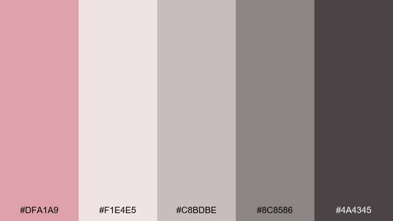 pink clay fog color palette with hex codes