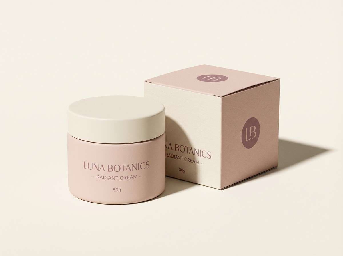 skincare jar on cream backdrop