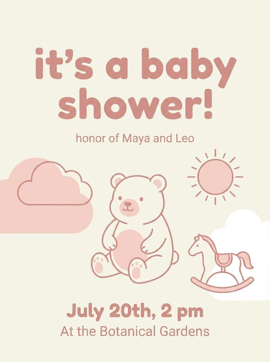 baby shower invite blush tones