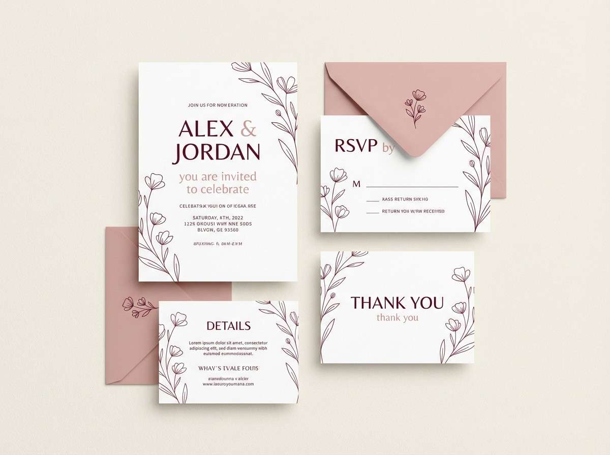 modern wedding invite suite