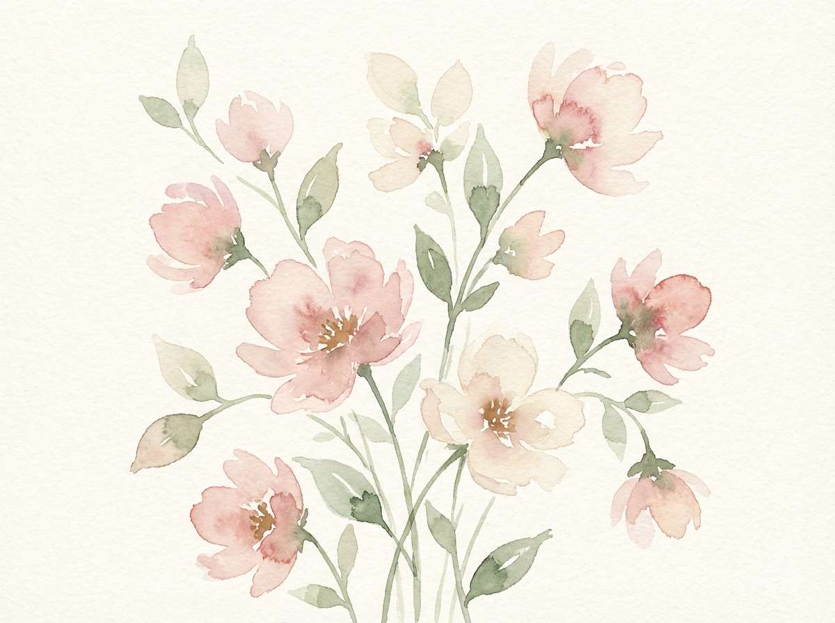 watercolor blush and sage botanicals