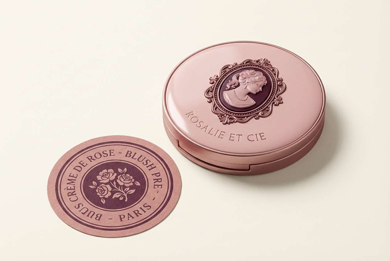 cosmetic compact studio label