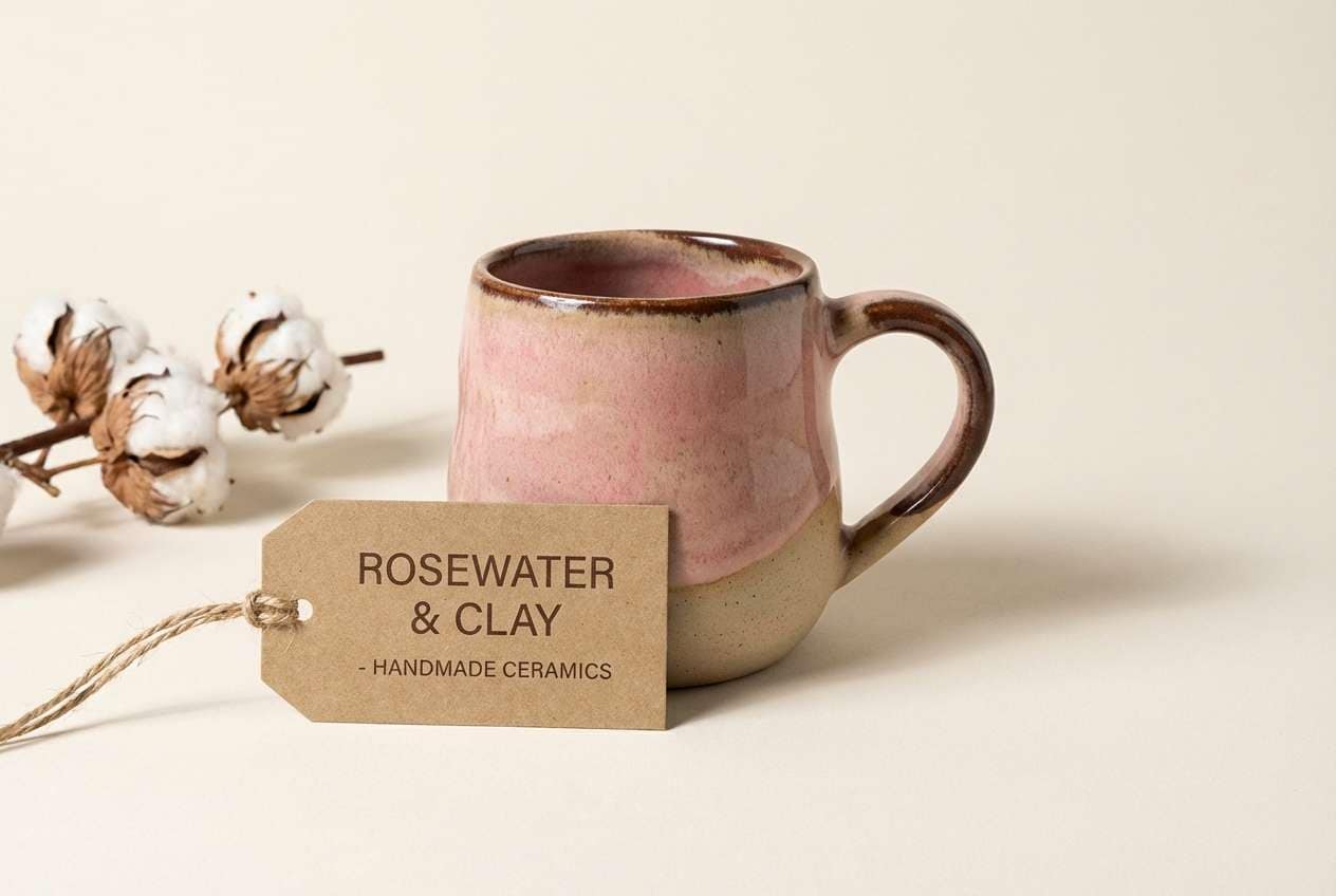 ceramic mug and kraft label