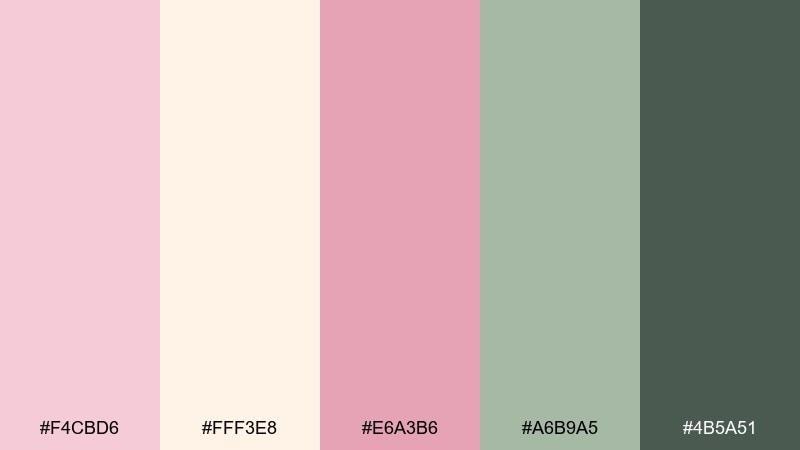 pink cream sage calm pink cream color palette with hex codes