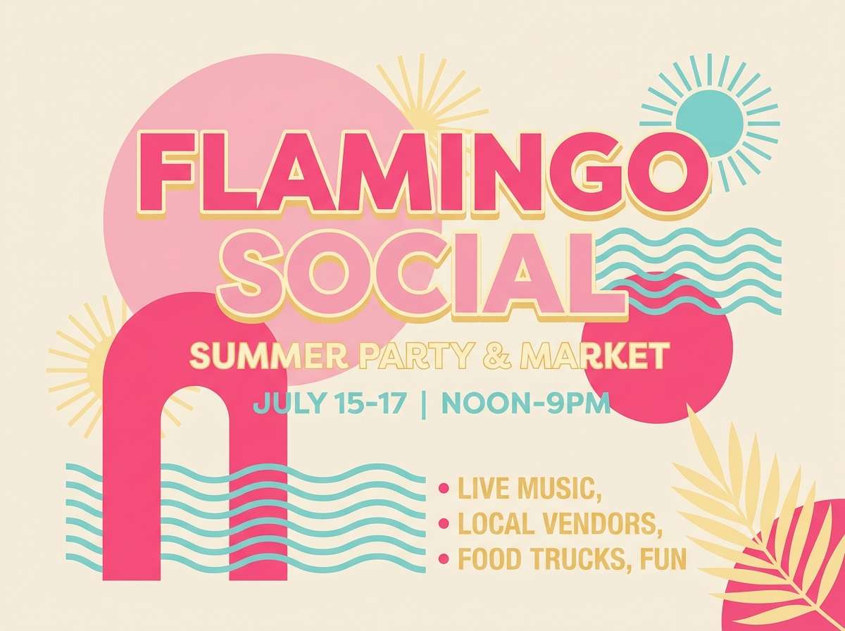 summer flyer in flamingo tones