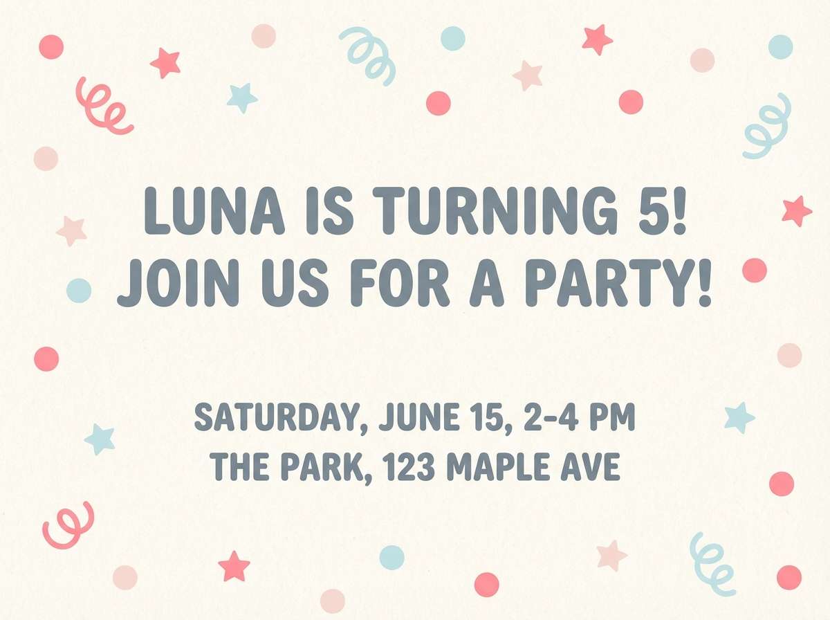 kids invite in cotton candy colors