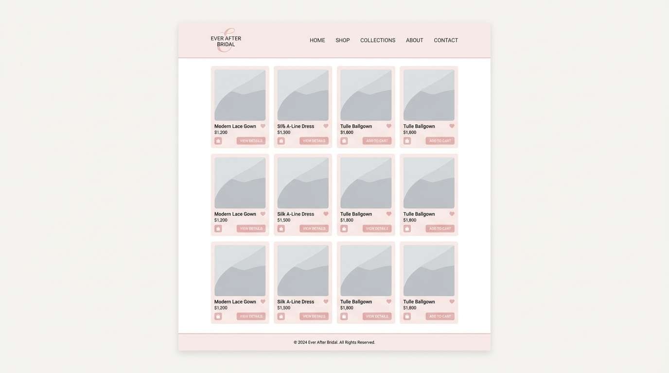 bridal website ui in blush
