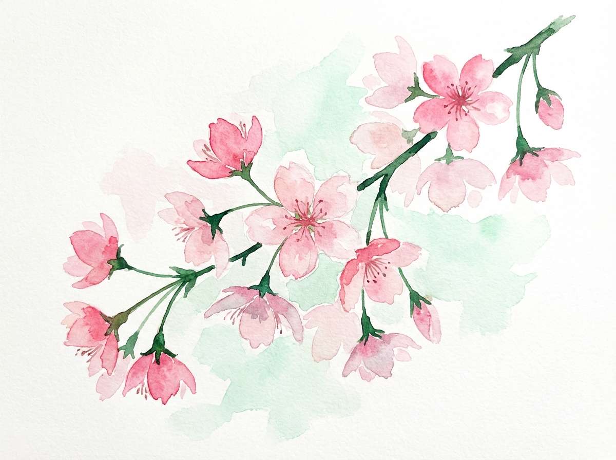 watercolor blossoms in flamingo pink