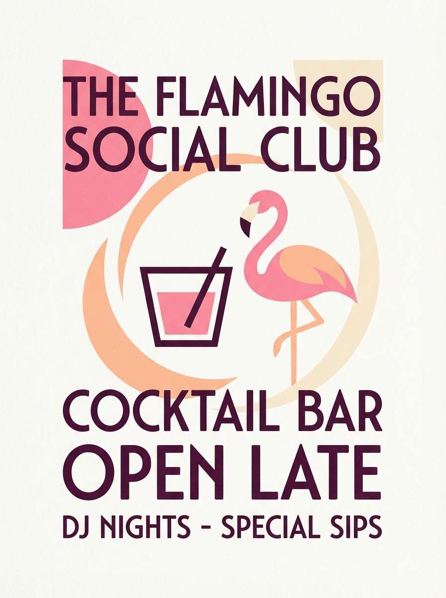 cocktail poster in sunset pinks