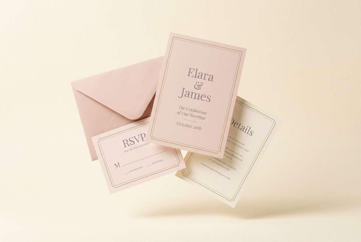 blush wedding invitation layout