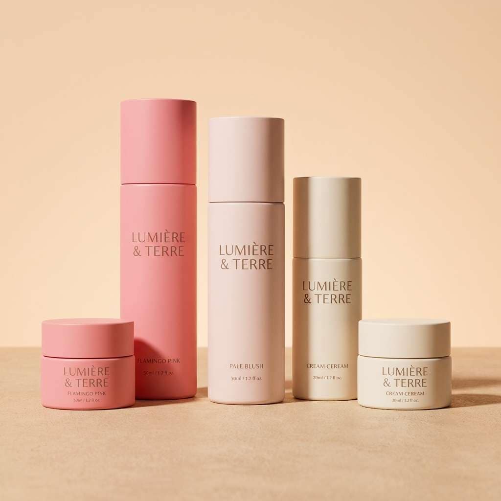 skincare packaging in blush tones
