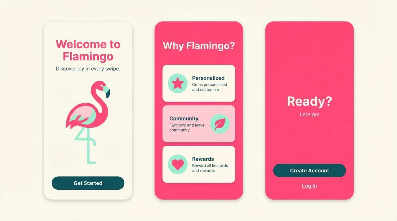travel onboarding ui in pink