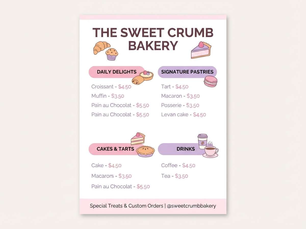 bakery menu flyer