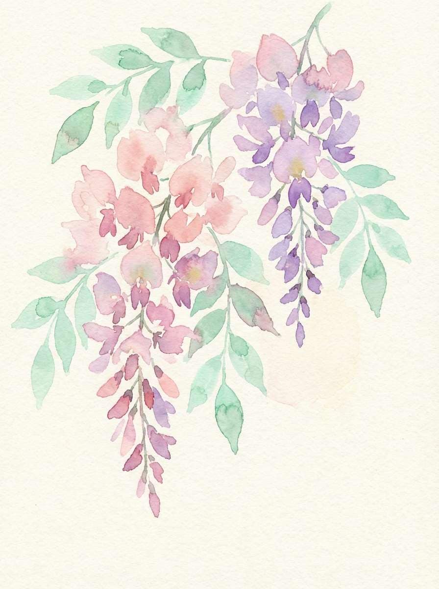 watercolor wisteria print