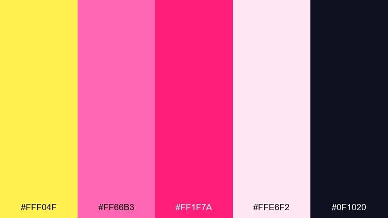 pink lemonade neon color palette with hex codes