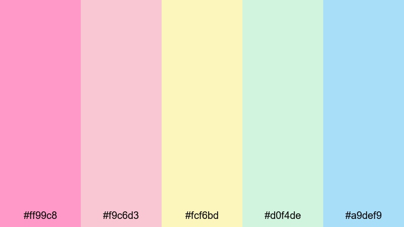 pink macaron color palette with hex codes