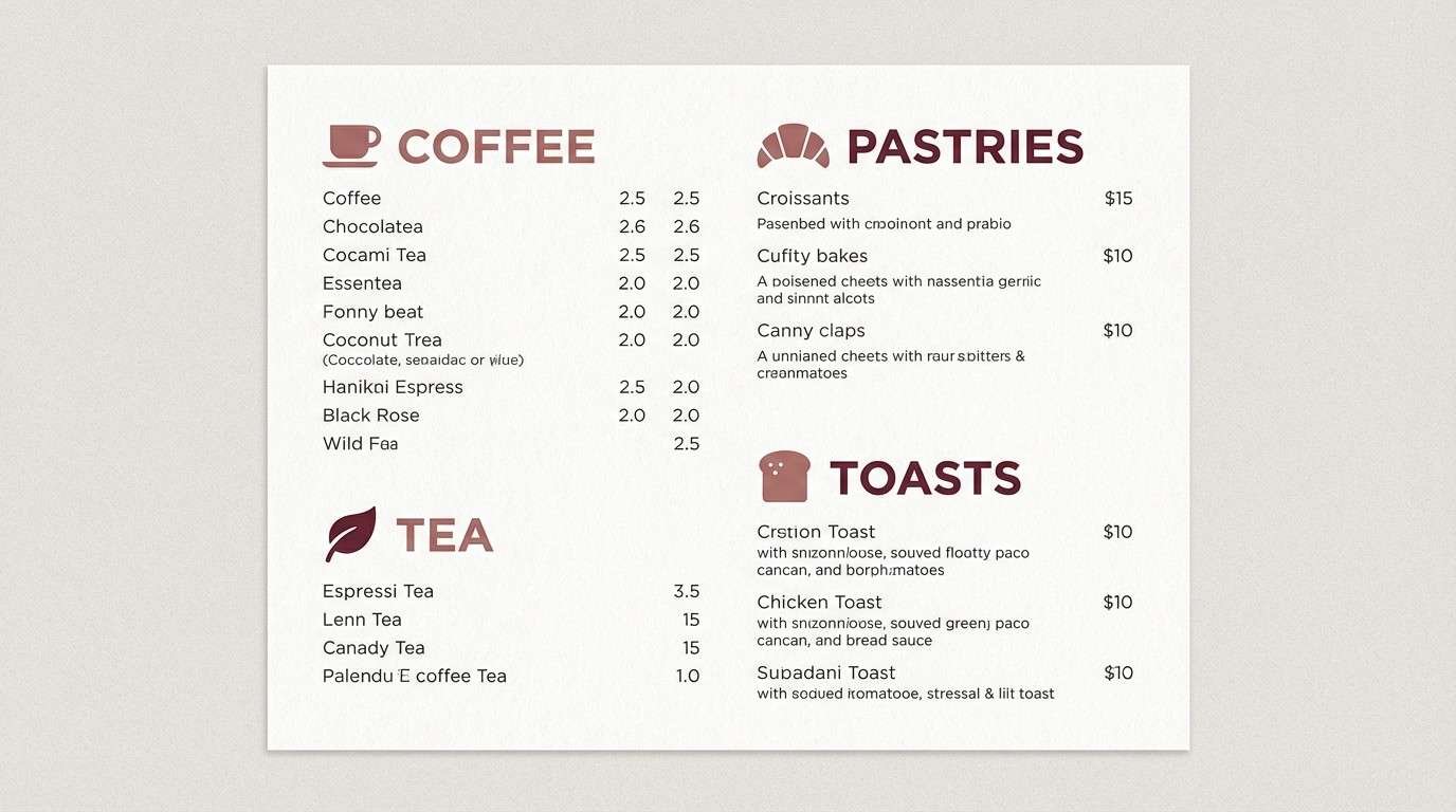 cocoa rose menu design