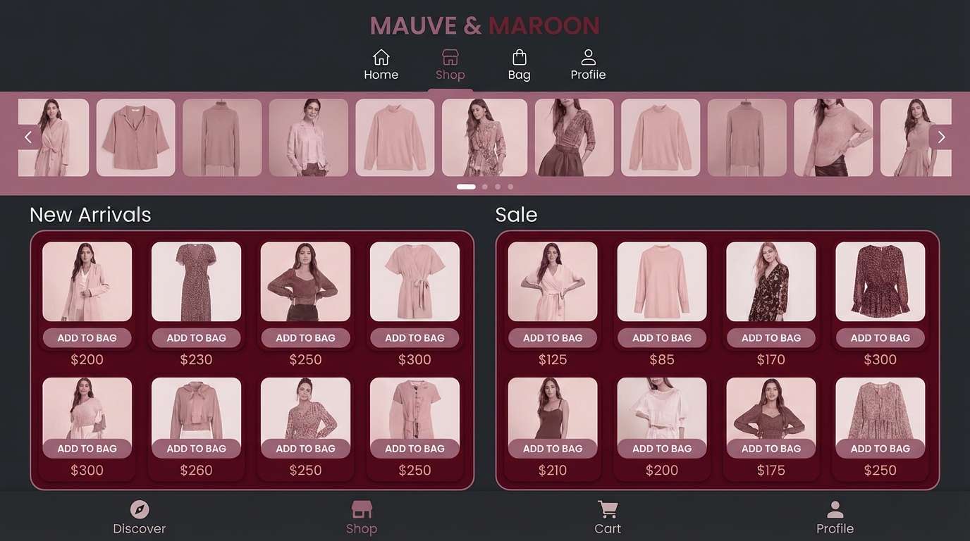 mauve noir ui mockup