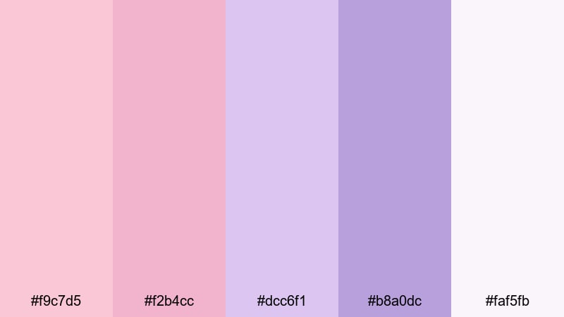 pink quartz lilac color palette with hex codes