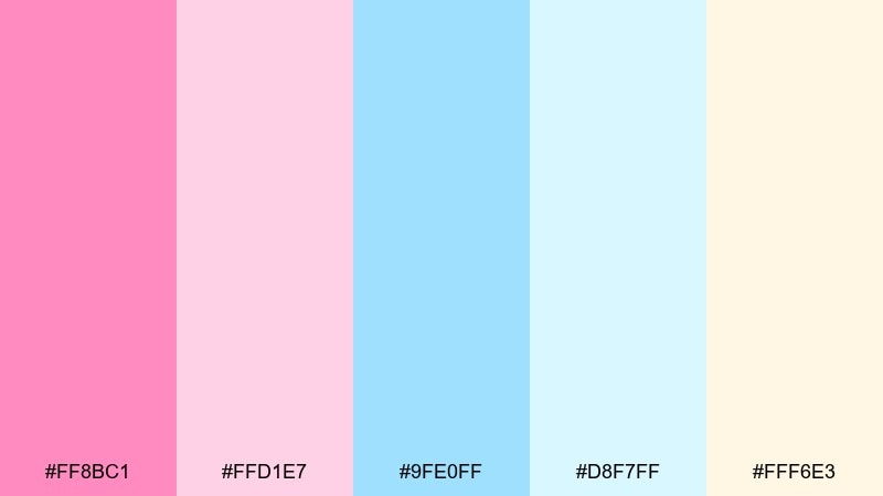 pink ribbon gelato cotton candy color palette with hex codes