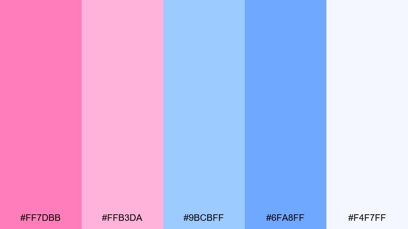 pink sky parade cotton candy color palette with hex codes