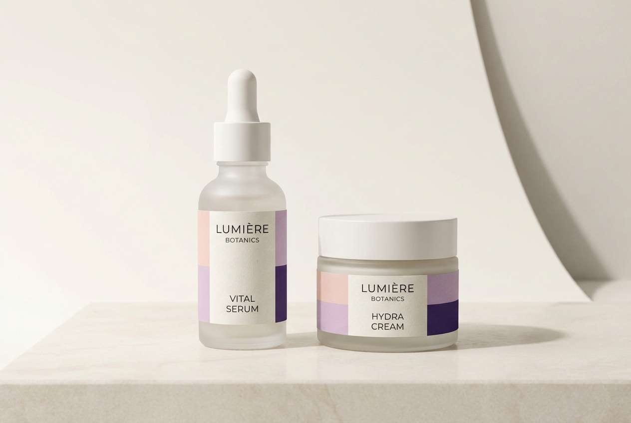 skincare branding in blush violet