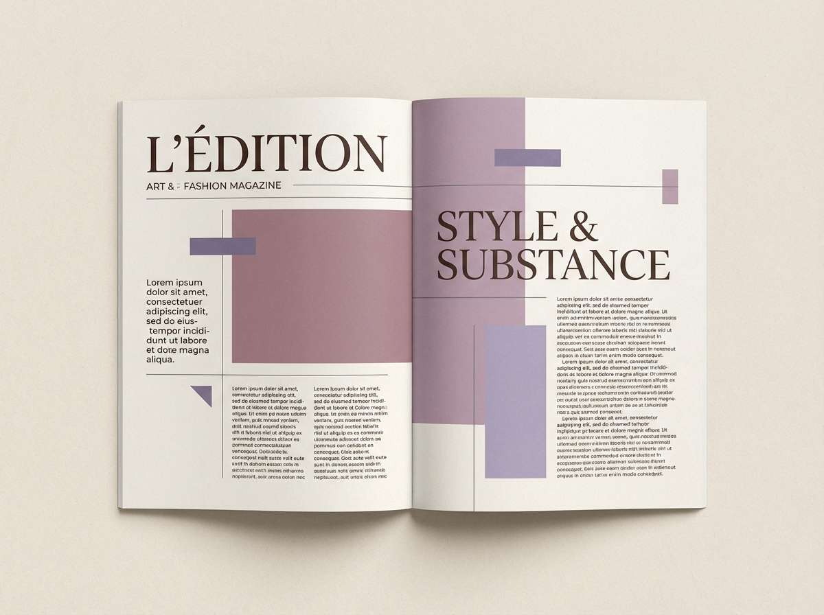 vintage mauve magazine layout