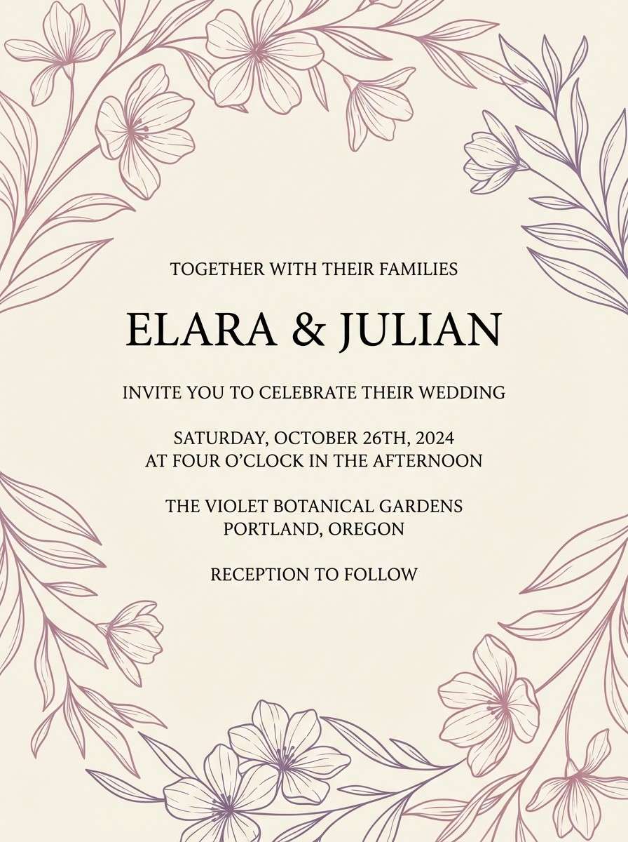 orchid linen wedding invite