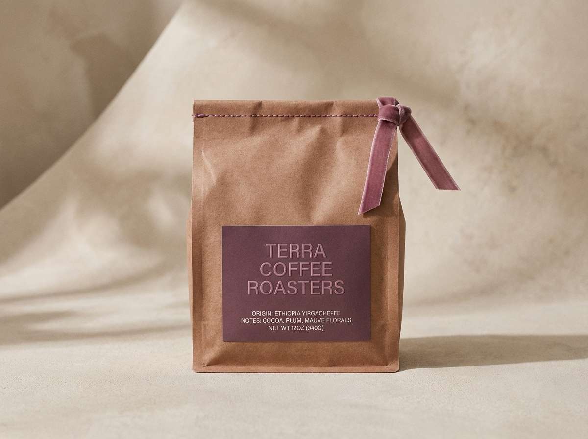 plum cocoa coffee packaging