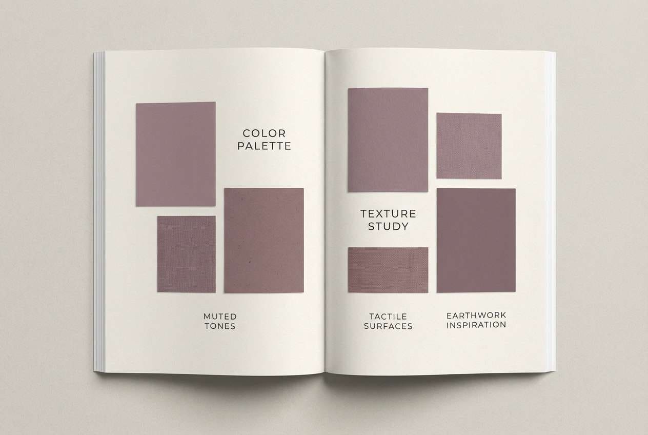 dusty mauve editorial mood board