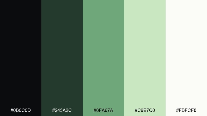 pistachio blacktie color palette with hex codes