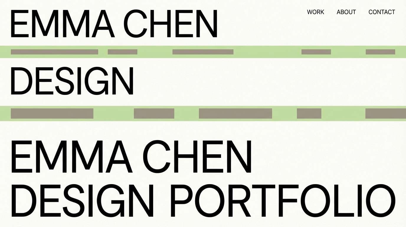 minimal portfolio header mockup