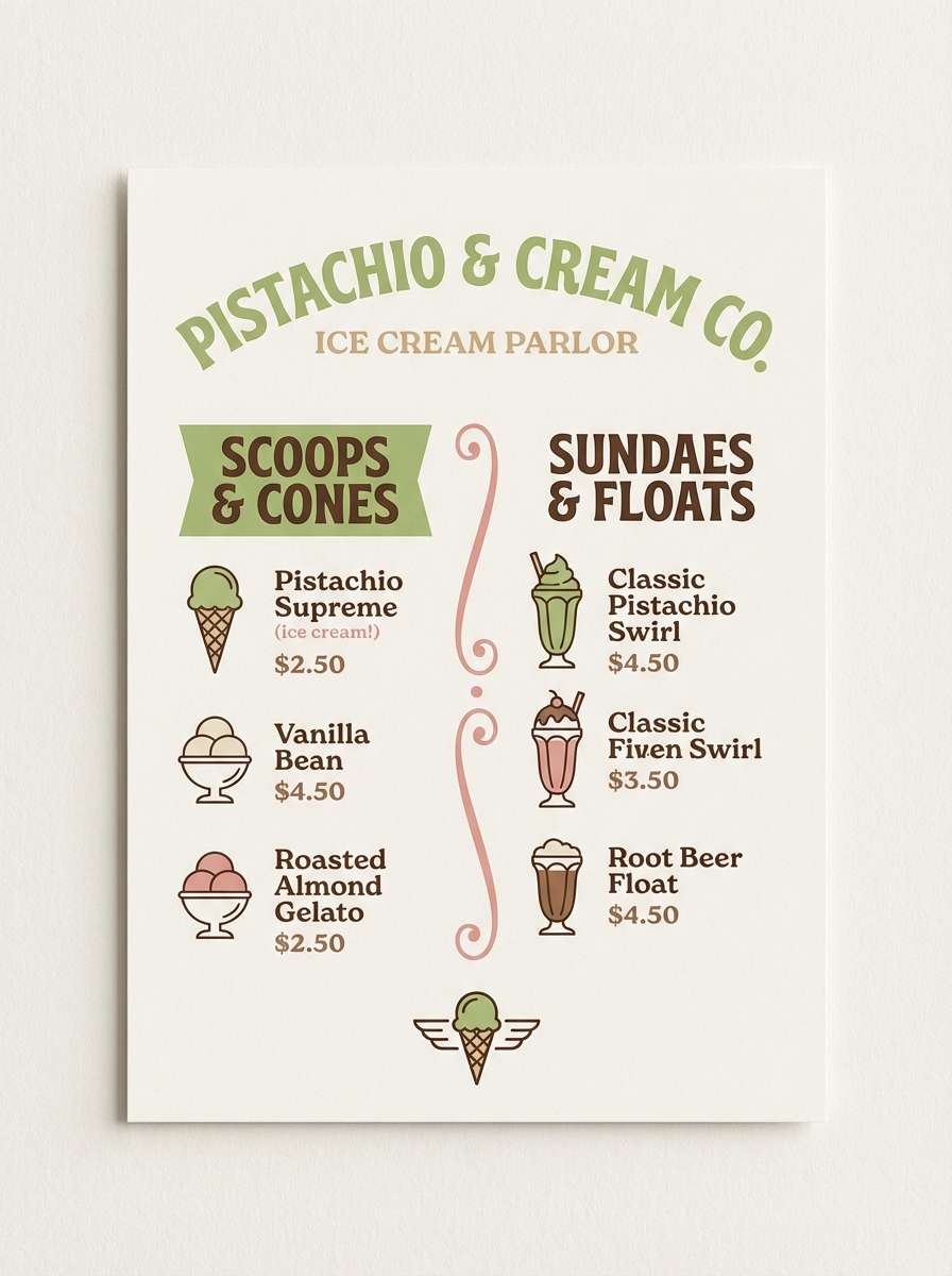 retro gelato menu layout