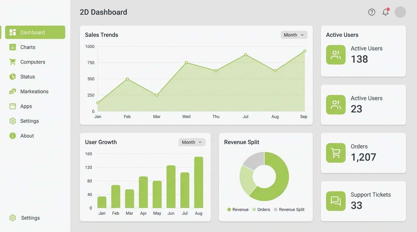 calm dashboard ui mockup