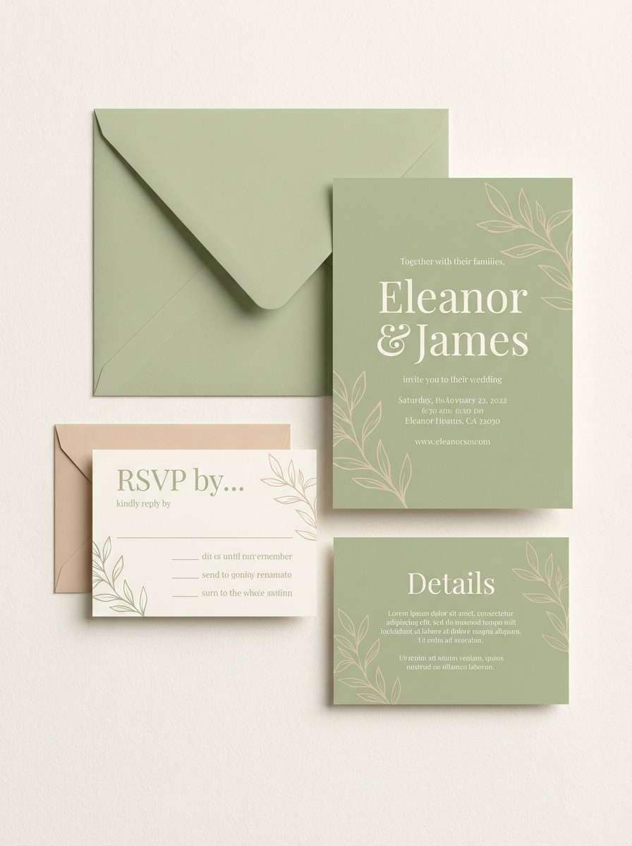 pistachio wedding invitation design