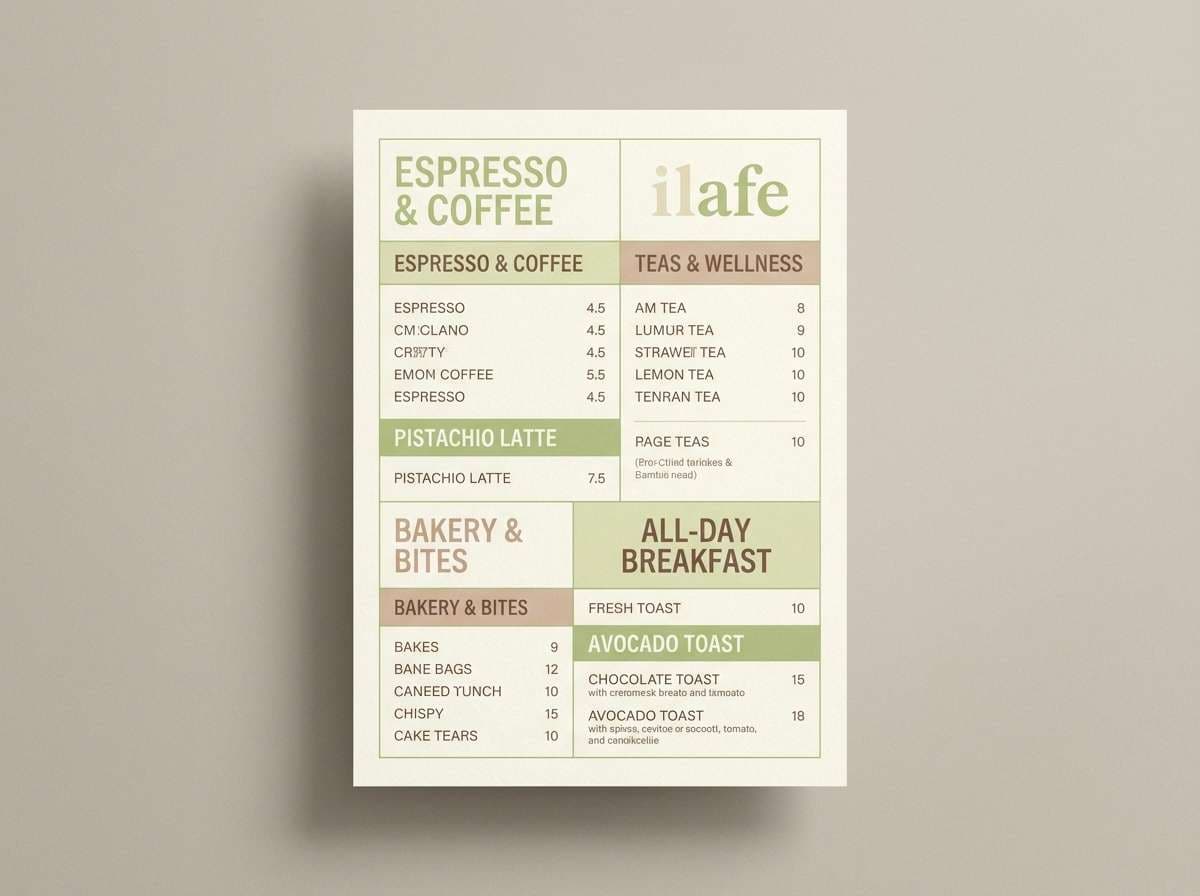 pistachio cream cafe menu