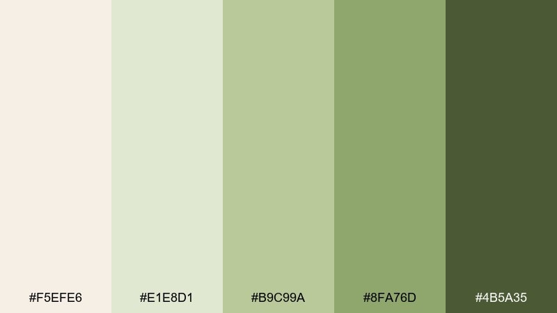 pistachio cream eggshell color palette with hex codes