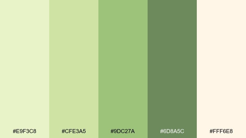pistachio cream color palette with hex codes