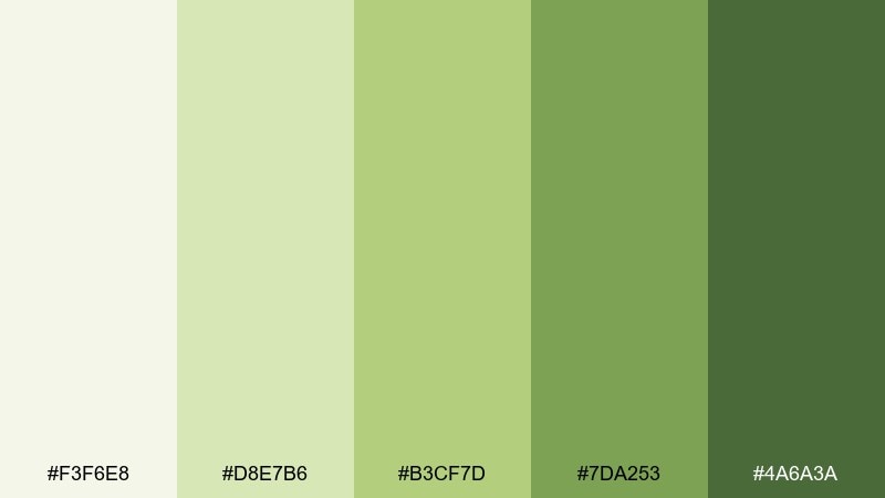 pistachio foam tea green color palette with hex codes